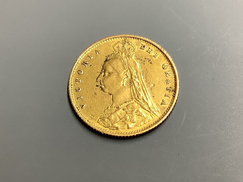 A Victorian gold jubilee half sovereign, 1887.